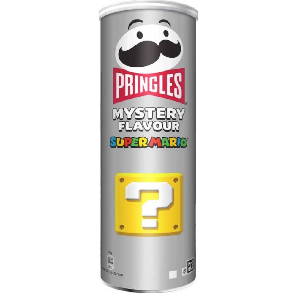 A Pringles mystery flavour super mario can of crisps. 