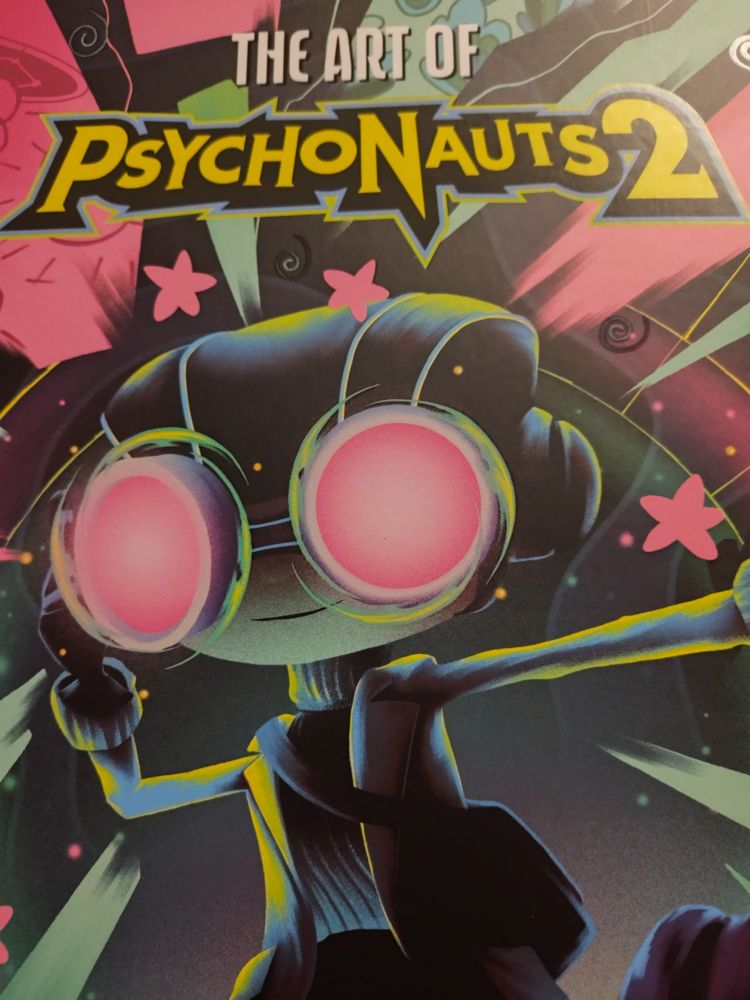 The cover of the book "The Art of Psychonauts 2"