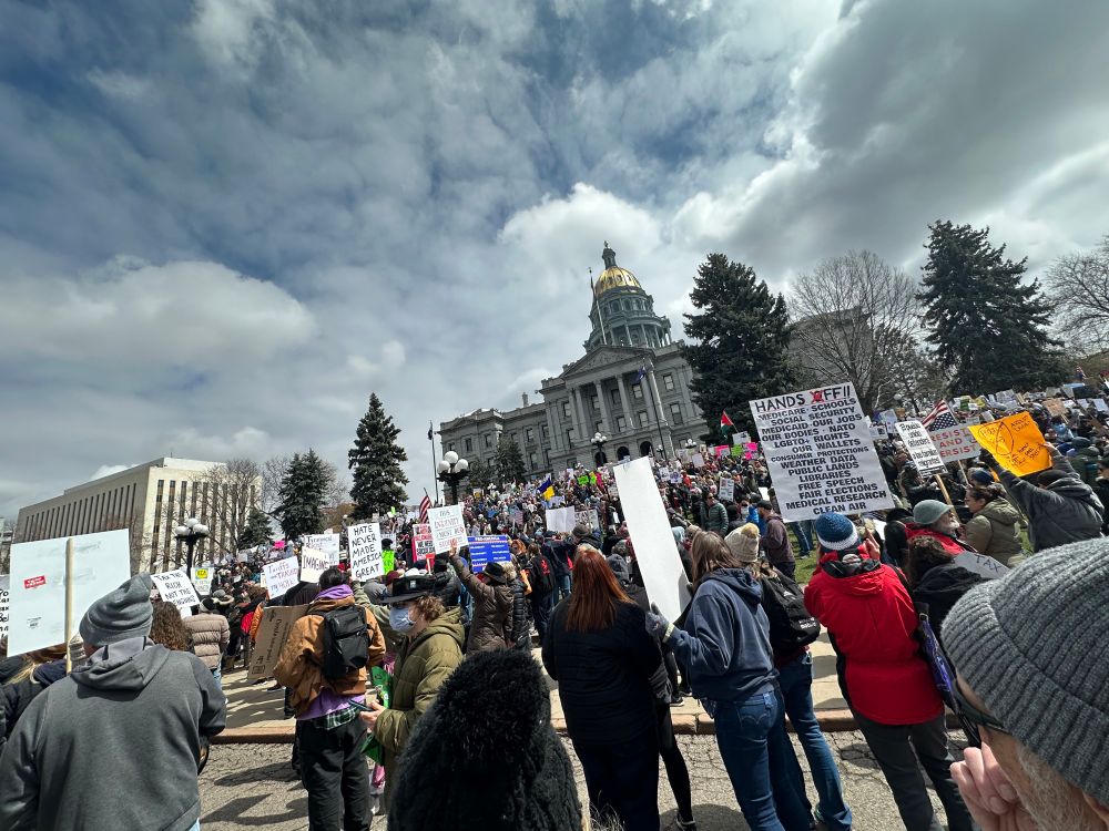 Hands Off protests at Denver State Capitol, April 5, 