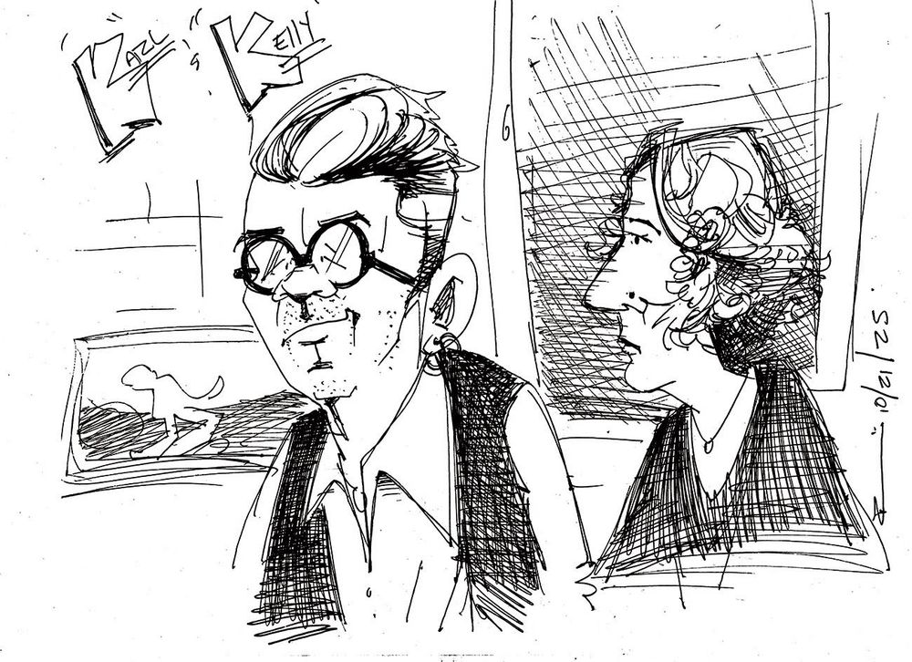 A caricature of Kelly and Karl 