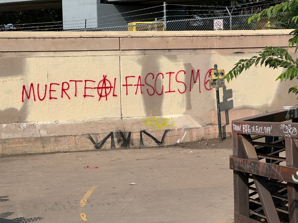 Graffiti on a wall: Muerteal Fascism 