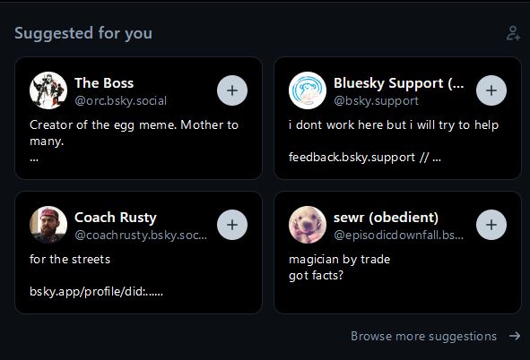 3 users and one account labeled bluesky support