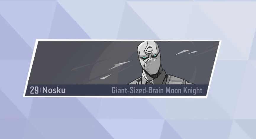 noskus marvel rival banner with mister knight with her username and Giant Sized Brain Moon Knight as the title 