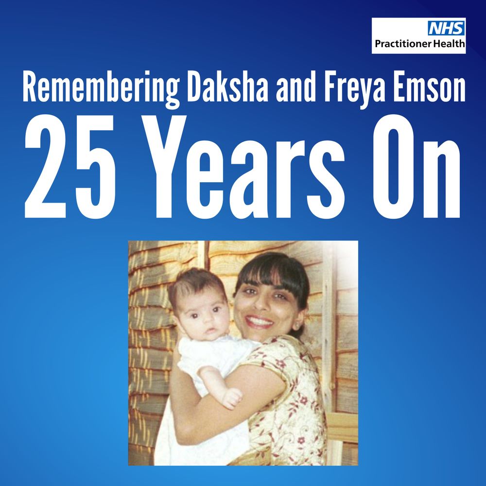 Remembering Daksha and Freya Emson 25 Years On 
Photograph of Daksha Emson holding Freya Emson.
