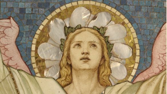 Angel looking up mosaic - Chapel of Thomas Guy