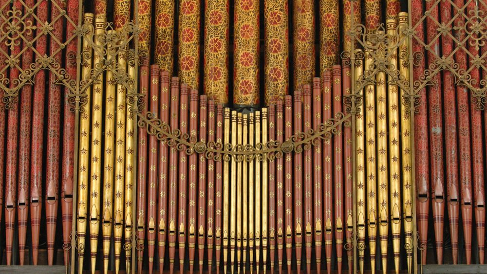 Decorated organ pipes - College Chapel, Strand
