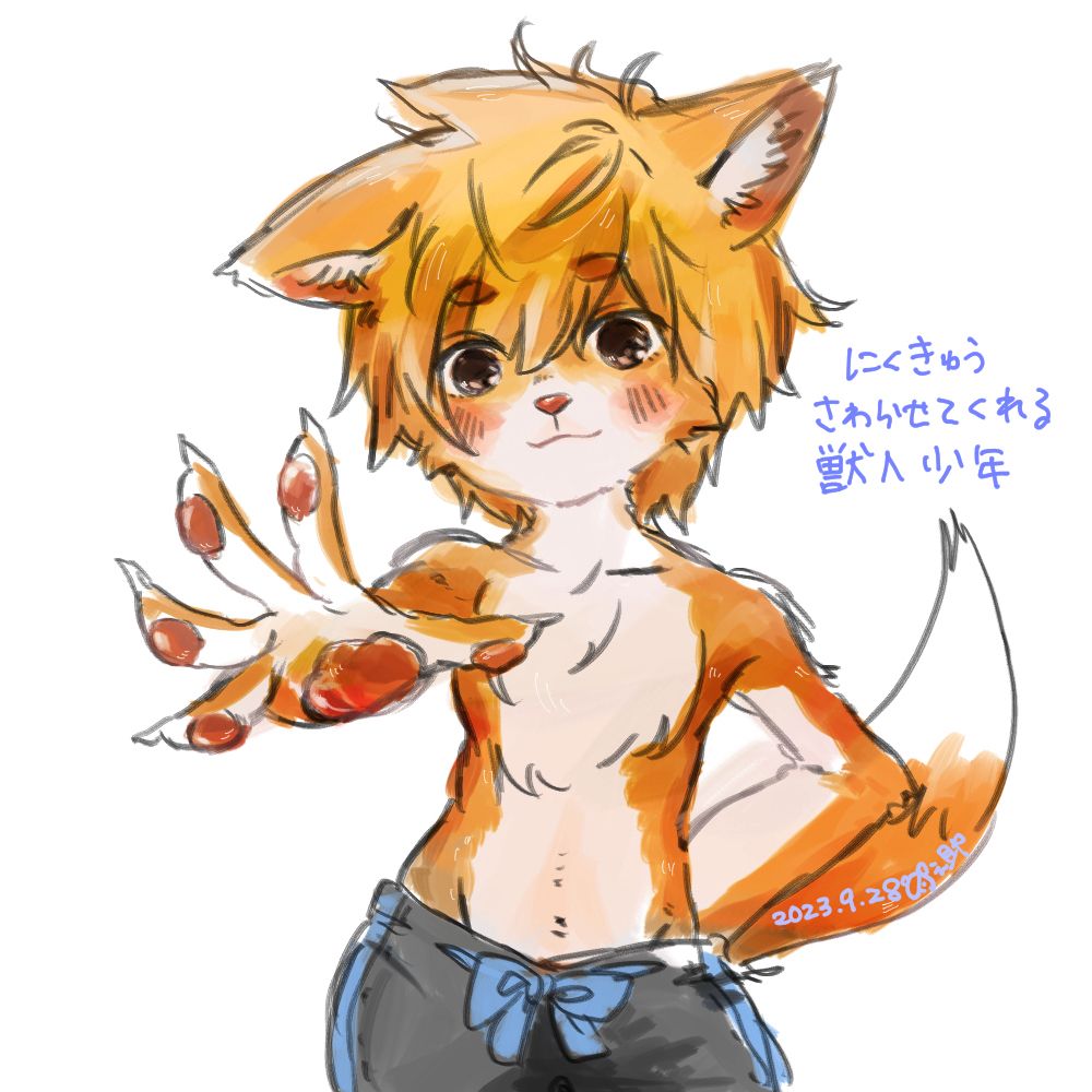 肉球触らせてくれる狐少年