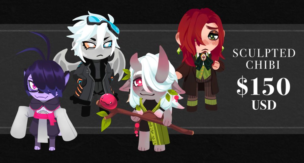 Sculpted chibi characters - $150 USD.