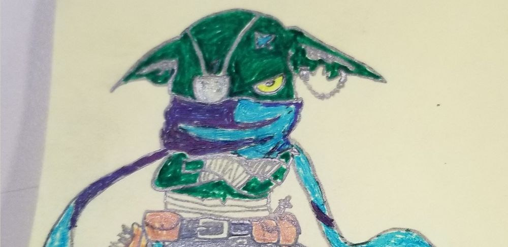 Drawing of a goblin ranger.