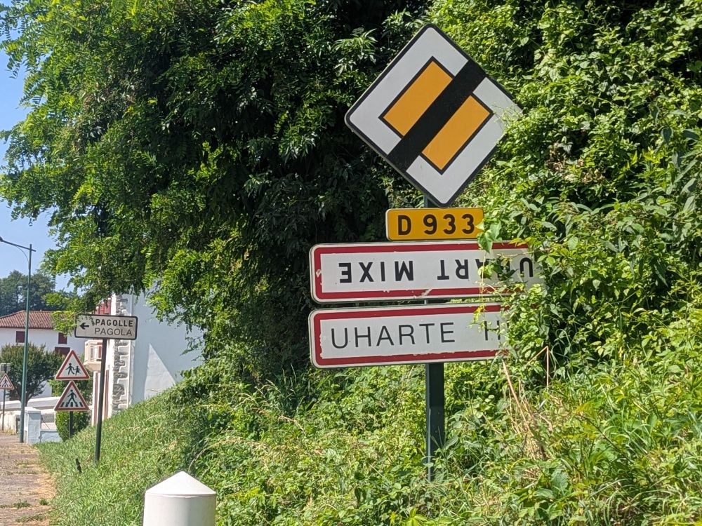 Upside down town sign for Uharte Mixed 