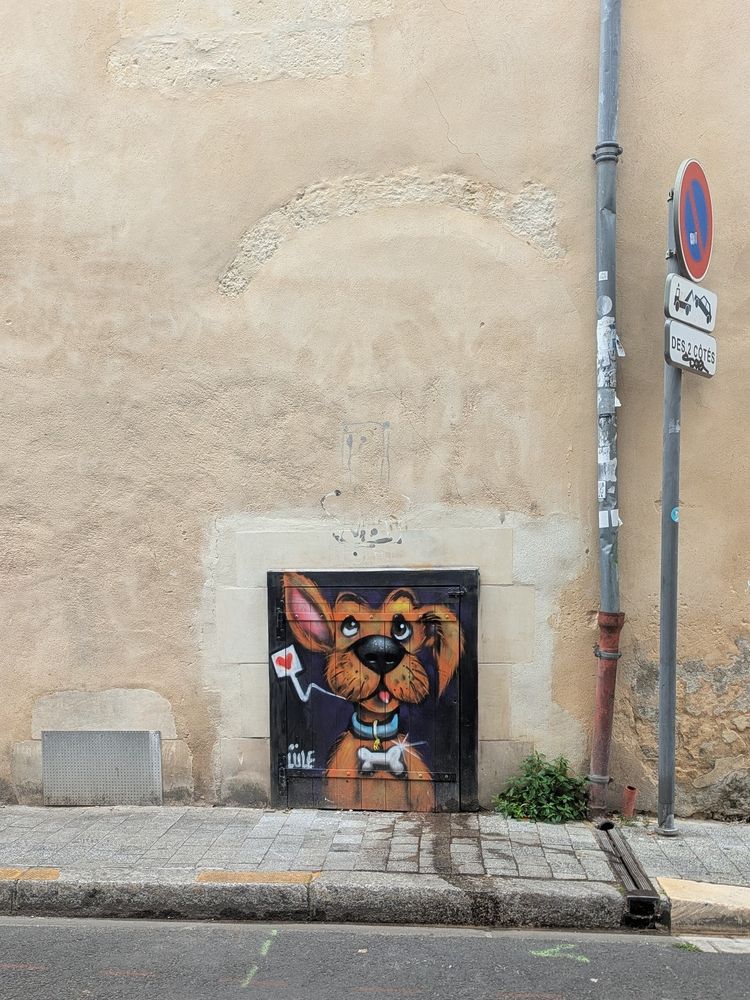 Graffiti of a dog on a french street 