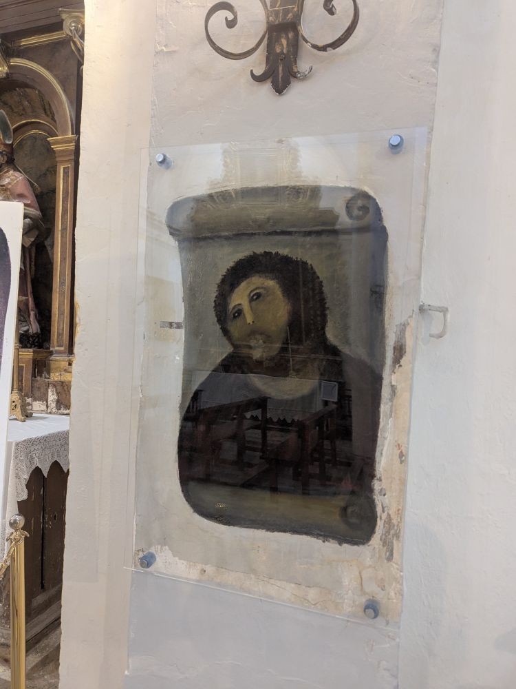 The 'restored' versions of Ecce Homo which received worldwide notoriety in 2012.