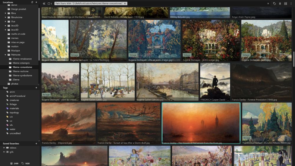 My personnal visual library, displayed with a modified version of Allusion, an open source, cross-platform software