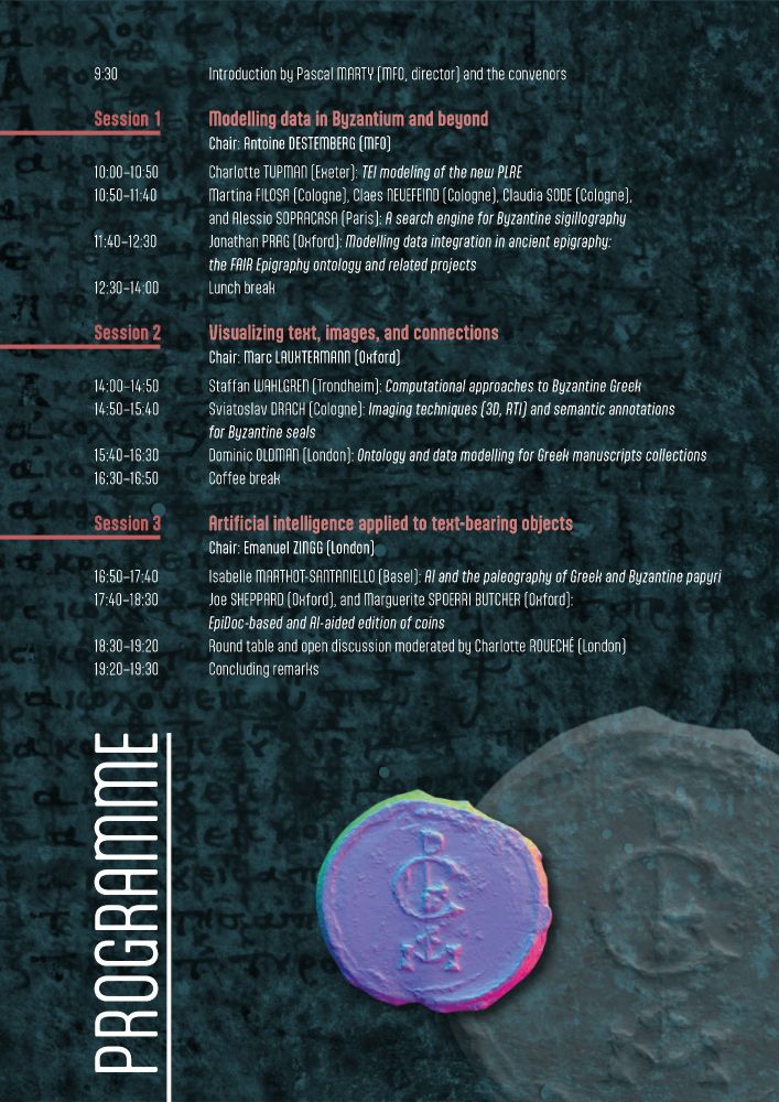 Poster for the workshop "Digital Byzantine Studies: Current Methods and Future Applications", to be held at the Maison Française d'Oxford on May 16.