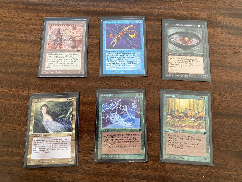 Urzas Avenger, Time Elemental, Evil Eye, Rubinia Soulsinger, Winter Blast, Elven Riders