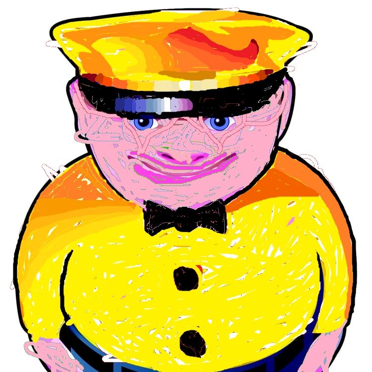 A picture of the Megabus mascot, with sloppy hand drawn coloring