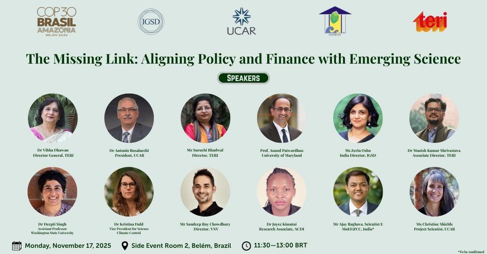 Panel of the missing link: aligning policy and Finance with emerging science. 12 speakers are listed.
