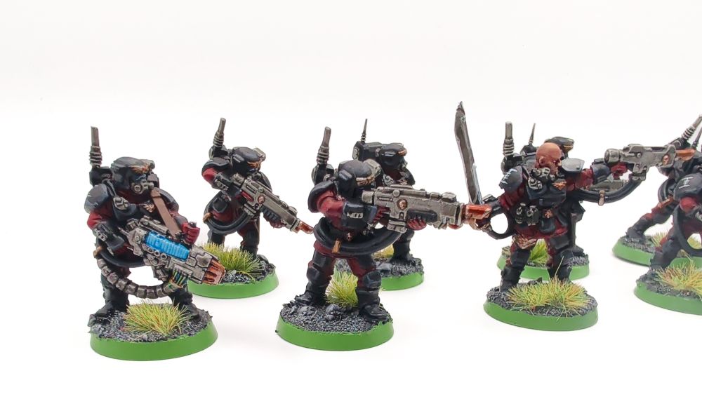 Inquisitorial Stormtroopers using the old metal Kasrkin models, detail on sergeant and plasma gun