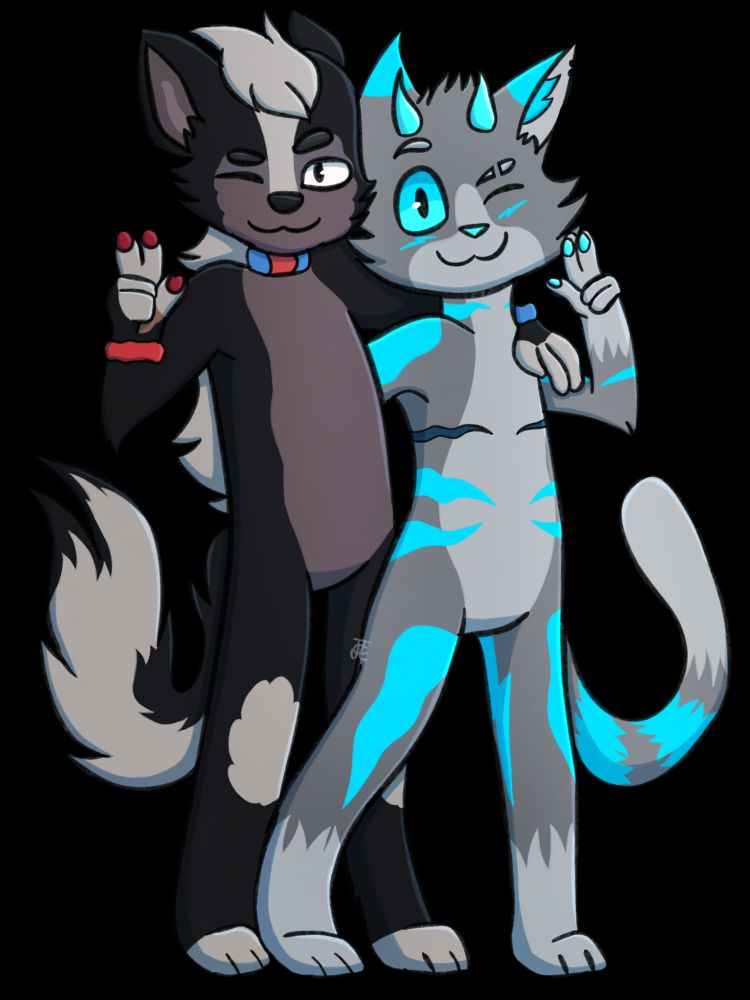 Me and my friend's sonas! Funky (left) belongs to Funkycl0wn on Toyhouse!
