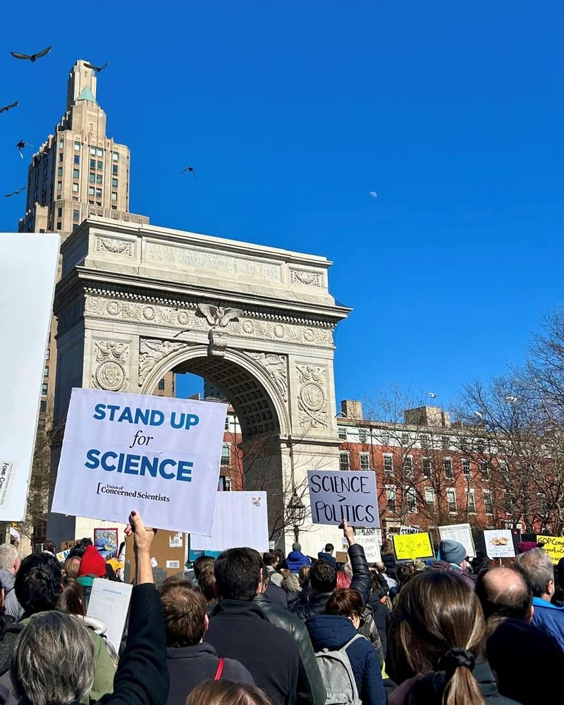 Photo of 2025 #StandUpForScience rally in Pennsylvania. People holding signs in support of science. Credit: Eric Schulz