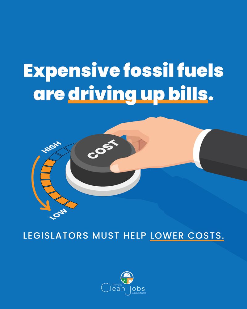 Graphic asking for legislators to help lower costs of energy bills. 