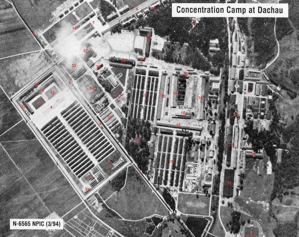 Aerial photo of the Dachau concentration camp