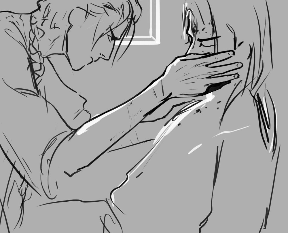 A wip sketch of Rangkai discovering Yan Qiang in a not so good condition  