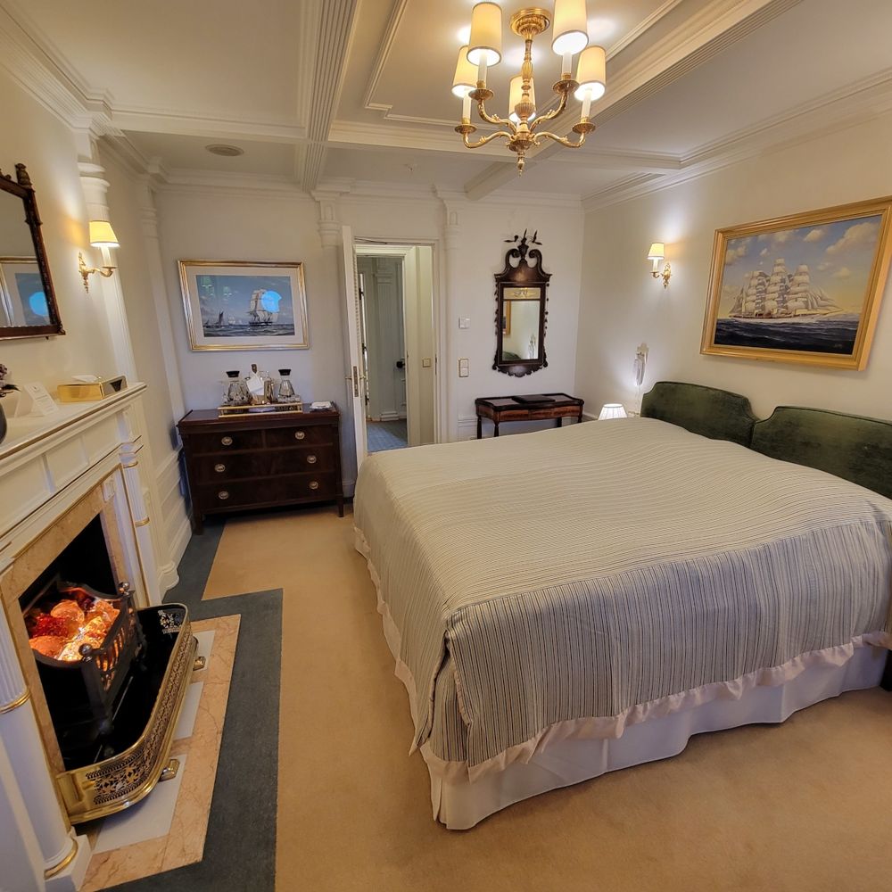 A guest cabin aboard the barque Sea Cloud. A painting of the Sea Cloud hangs over the massive bed. There is a fireplace. A Fire Place!

The Sea Cloud continues to sail as a passenger ship in the Caribbean and Mediterranean. I booked my voyage aboard her through National Geographic which conducted the trip in coordination with Lindblad Expeditions.
