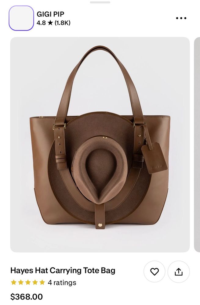 hayes hat carrying tote bag - $368.00 - it doesn't look like a hat, it looks like a vagina giving birth or maybe goatse depending on how you're holding the bag.