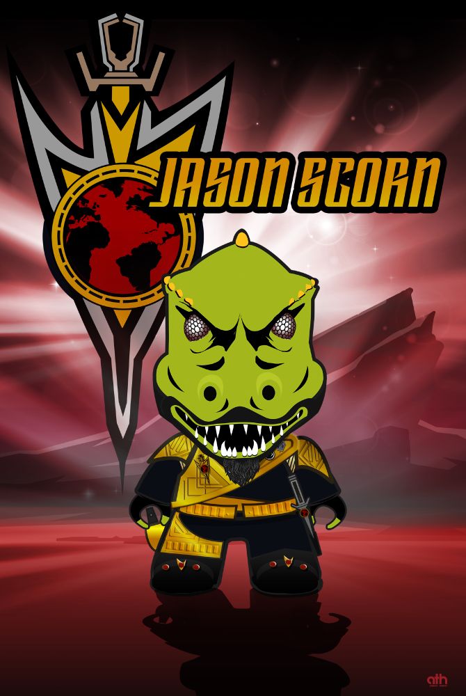 And of course, we had to have a mirror universe version of him named Jason Scorn. Shown here in an alternate Vasquez rocks with the Terran empire symbol behind him.
