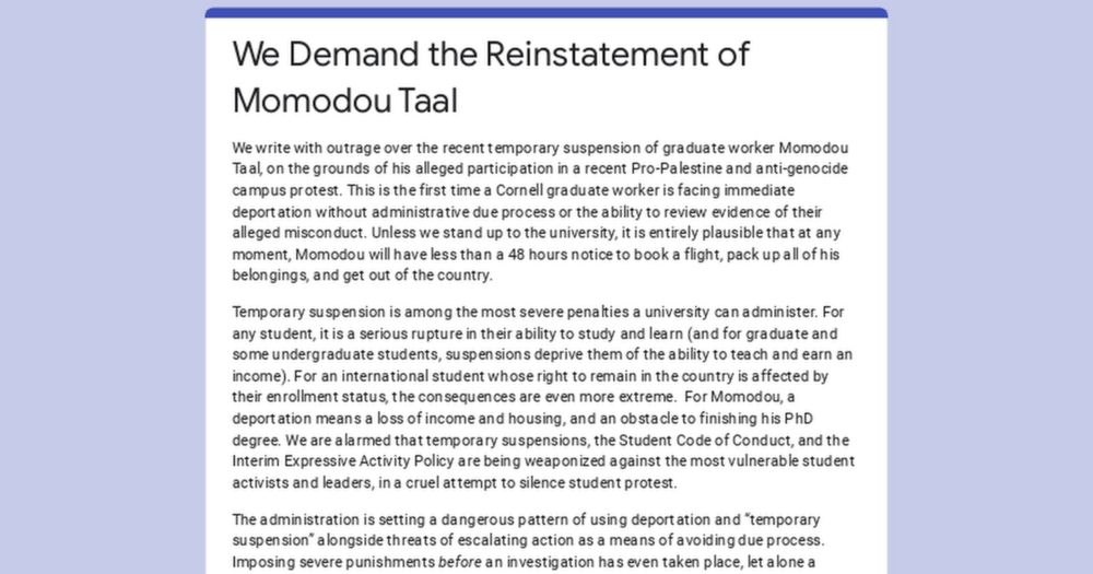 We Demand the Reinstatement of Momodou Taal