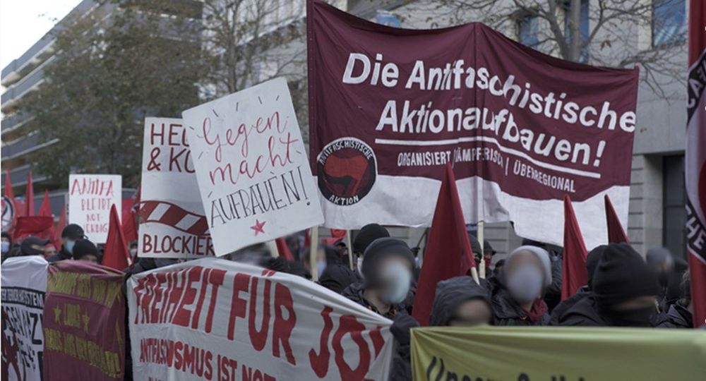 Germany antifascist protest demanding the release of Jo.