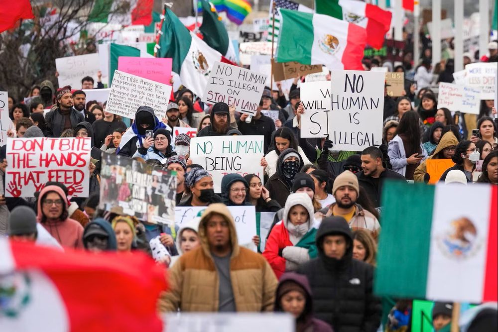 January 2025: thousands of people gather in Dallas, Texas to protest the targeted kidnappings of migrants by ICE.
