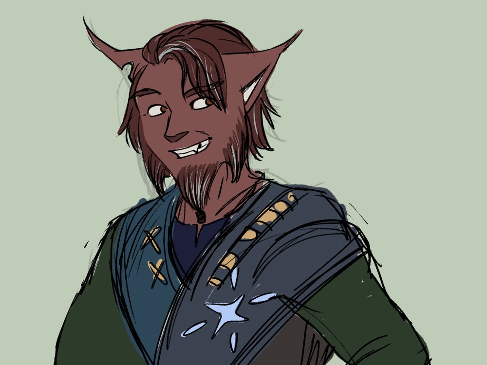sketch of a male older anthro character