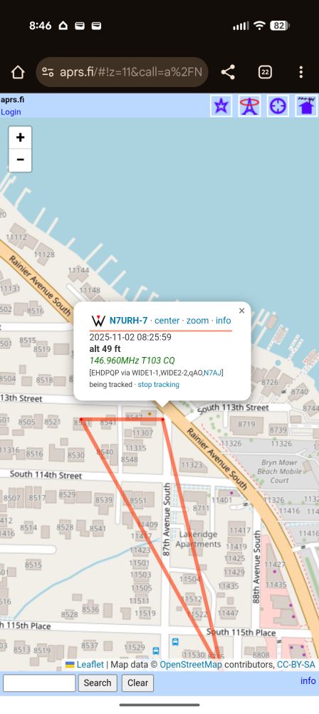My APRS spot while I was in Winnie's Ethiopian Coffee 