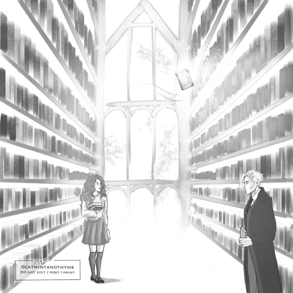 [Hermione and Draco look at each other across the aisle, a gulf between them. ]