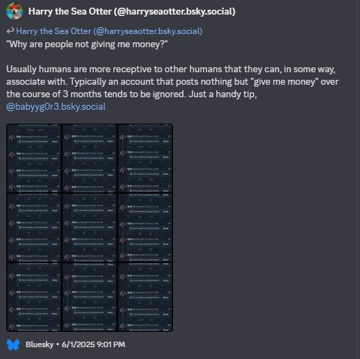 A screenshot of one of Harry the Sea Otter's posts shaming Babyyg0r3, with a screenshot of collected posts of a similar nature.
