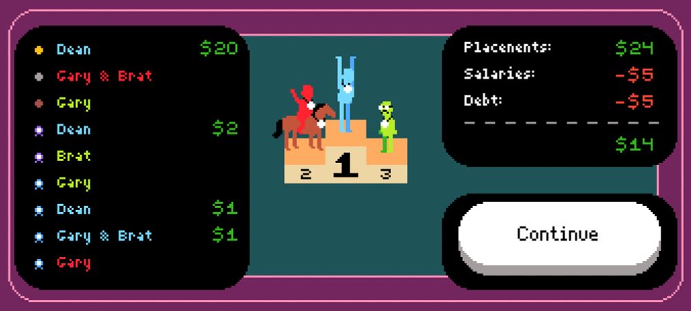 Winners of race with some UI stuff