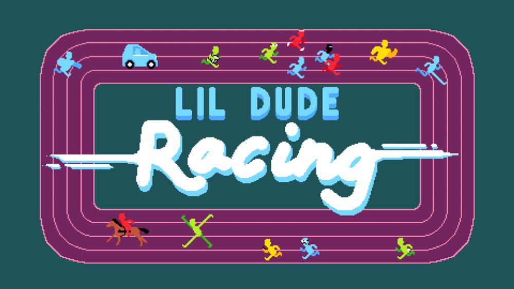 Title screen with a bunch of wacky characters running around