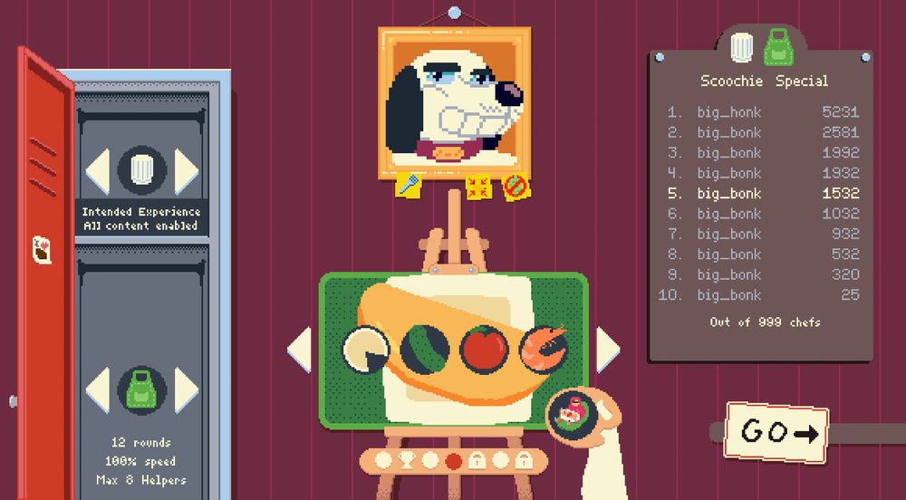 A full out Omelet Atelier. It has a locker, easel, palette, portrait and blackboard.