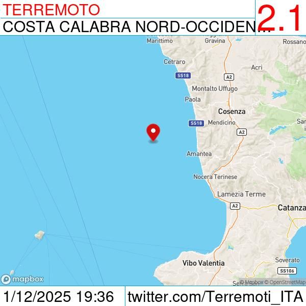 Terremoto Costa Calabra nord-occidentale (Cosenza)