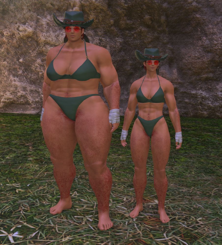 A side by side of Rosa using C+ and without.