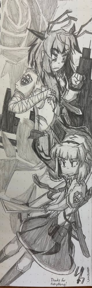 kasen and youmu indicating their areas of expertise in combat