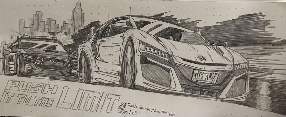 an acura nsx going up against a police ford mustang dark horse