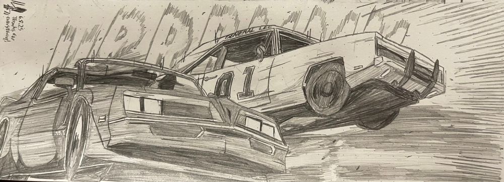 a bandit pontiac trans am next to the general lee from the dukes of hazzard