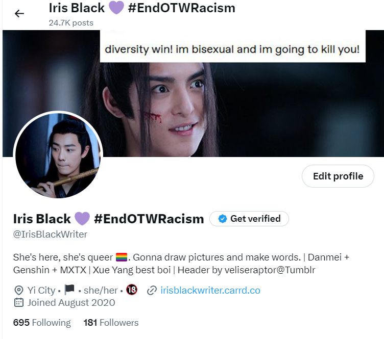 IrisBlackWriter's profile on Twitter