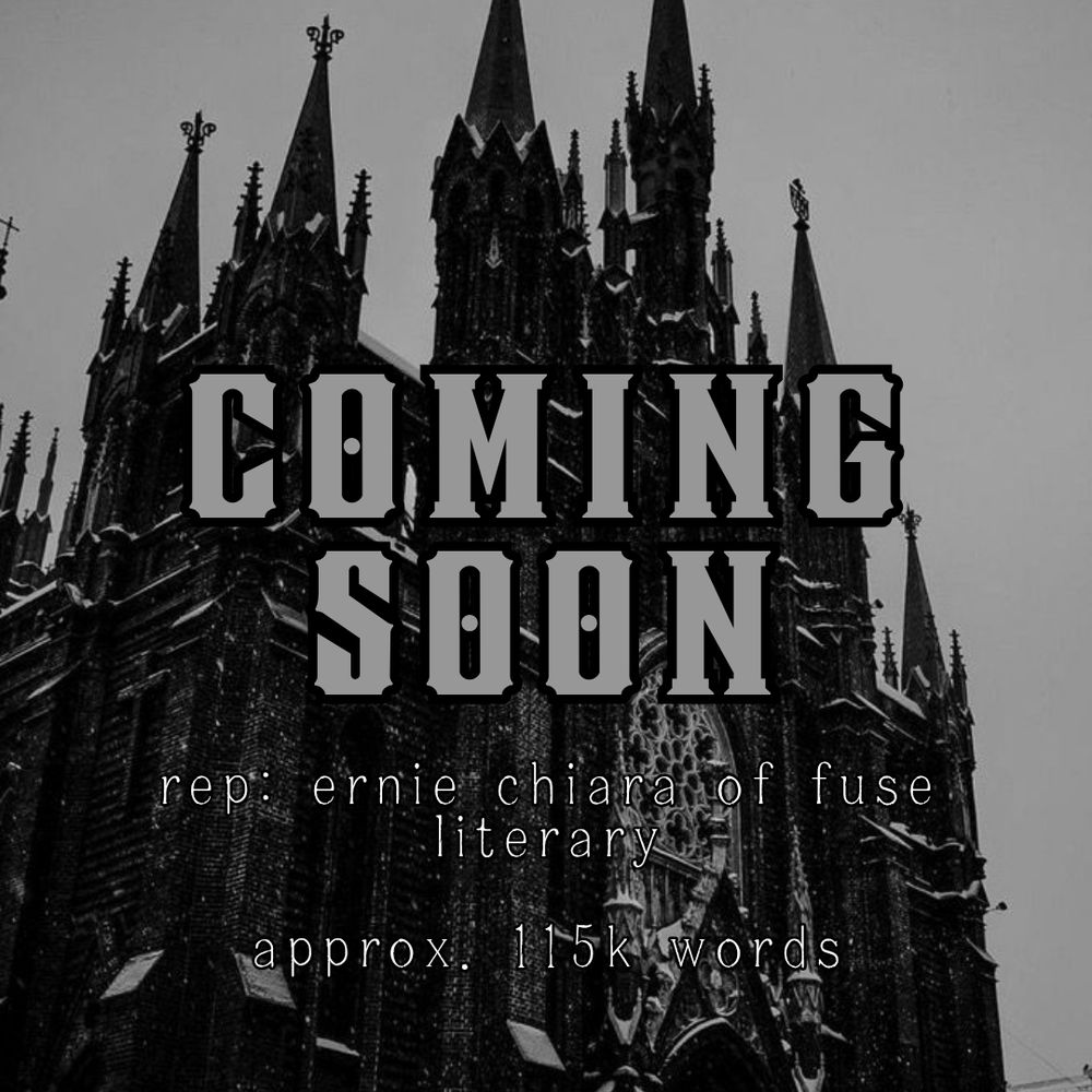 The same dark church on a gray background with the words COMING SOON in the middle. Repped by Ernie Chiara. Approx. 115k