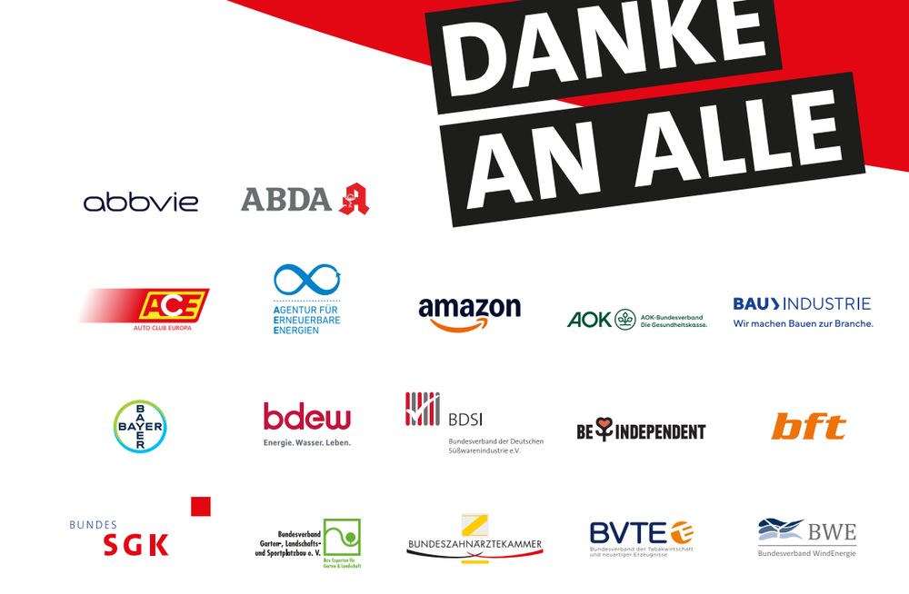 Screenshot der Aussteller und Sponsoren des SPD-Parteitags 2025 mit zahlreichen Firmenlogos