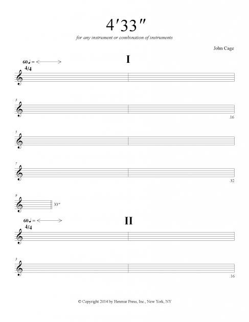 Partitura de 4'33" de John Cage
A partitura esta vazia.