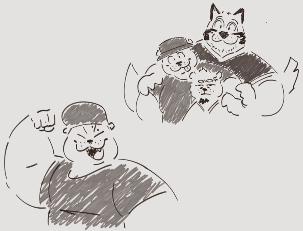 bottom left shows sydney from the echo vn flexing his right arm while smiling :))

top right shows chase, sydney, and leo from the echo vn posing for a picture. sydney and leo appear to be very happy, while chase looks somewhat upset lol